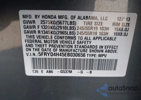 2014 Acura Mdx Technology Package from USA, damaged, VIN 5FRYD4H45EB030656